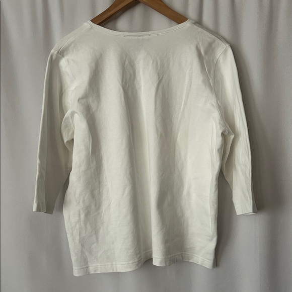 Christine Alexander White Cotton 3/4-Sleeve Wine A lot Blouse Top **Size XL** 🍷🍷 - Picture 2 of 5